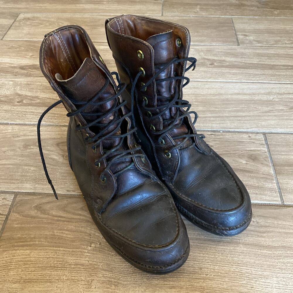 Vintage Handmade Brown Leather Retro Tall Military Combat Jump Style Boots